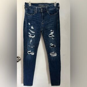 American Eagle Ne(x) Level Stretch Outfitters Dark Blue Distressed Size 6